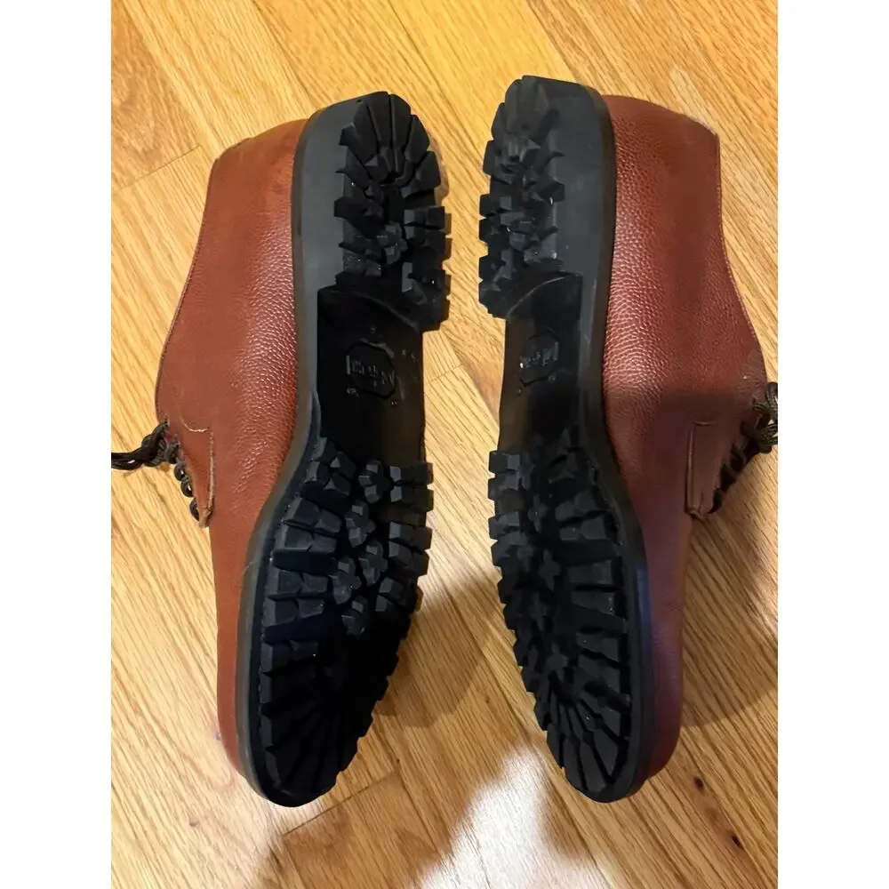 Salvatore Ferragamo Studio Brown Pebble Grain Leather Vibram Lug Derby Shoes 9D